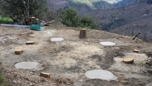 Fondations des 4 plots.